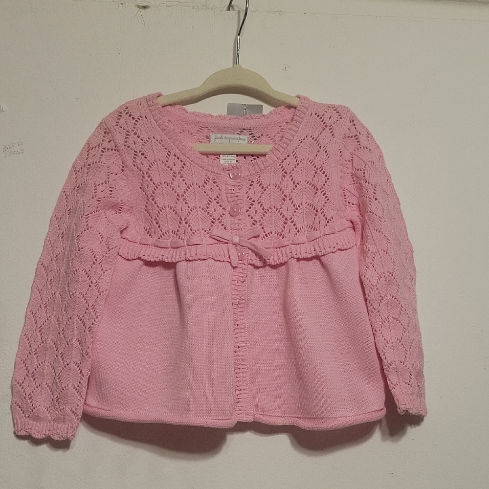 First Impression Longsleeve Pink Lace Sweater/Cardigan Size 18 M
